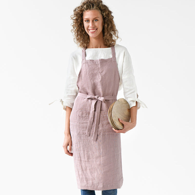 Linen Bib Apron Woodrose